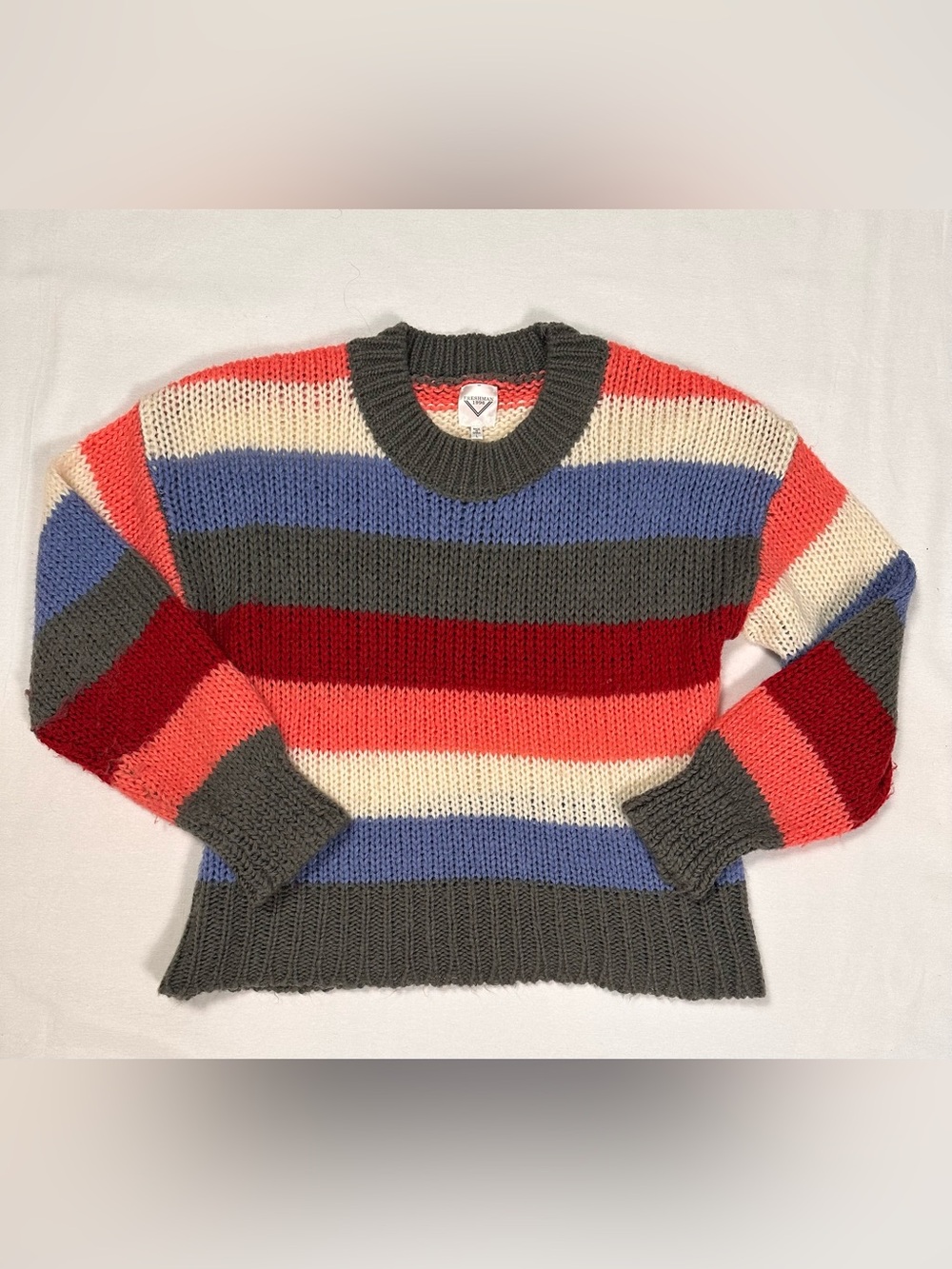 Freshman 1996 Chunky Striped Knit
Colorblock Sweater - Size L